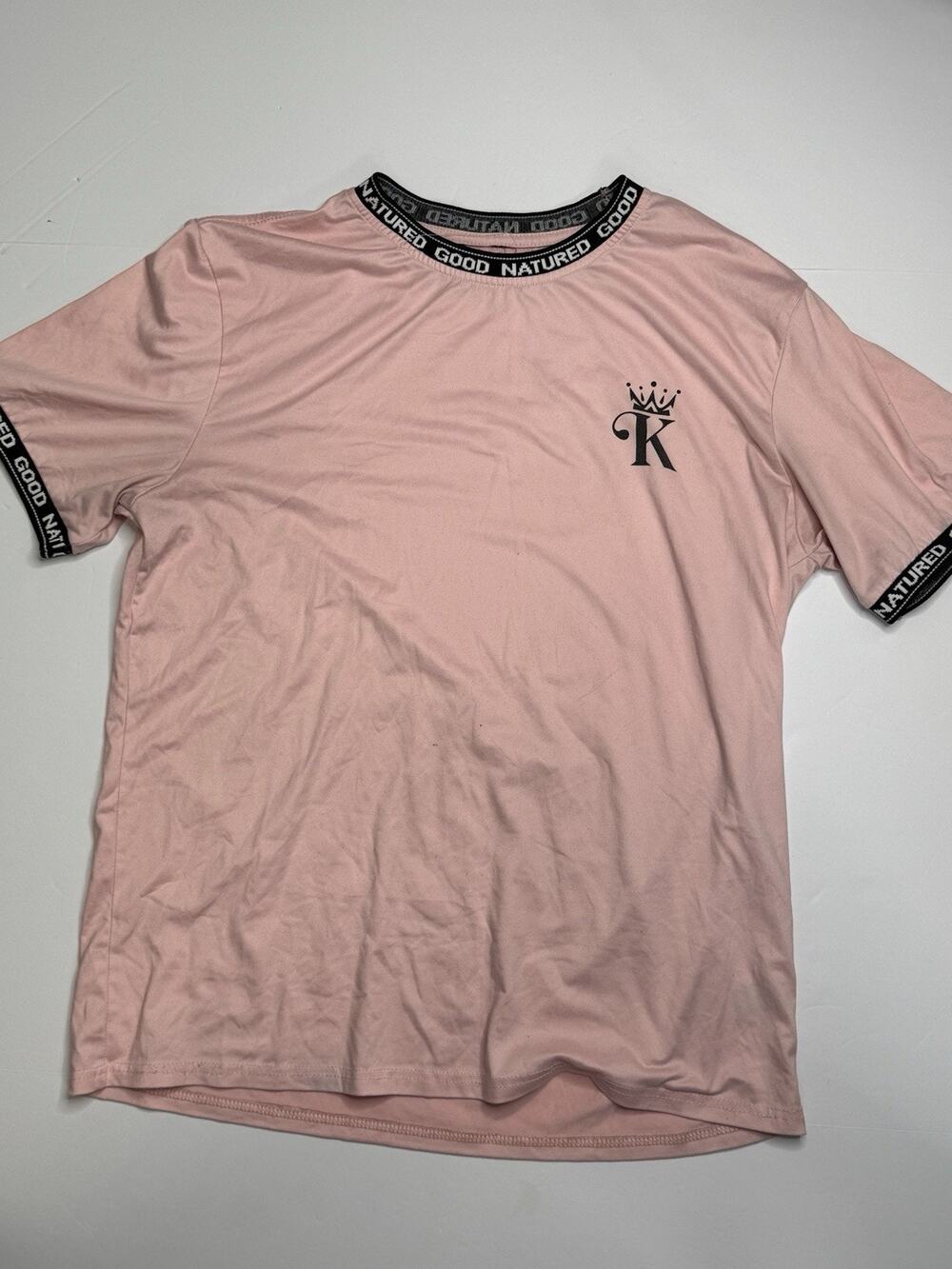 SHEIN Mens M Pink King Crown Good Natured Trim Short Sleeve T Shirt